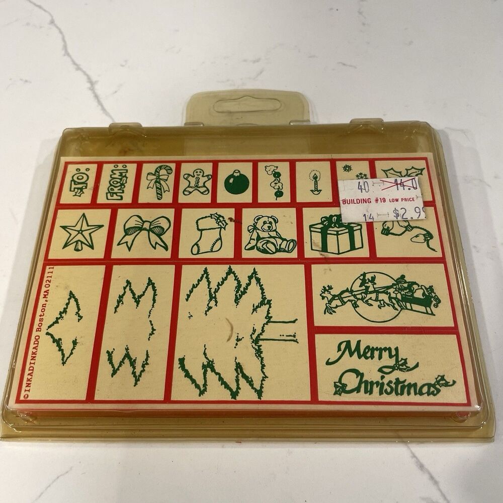 Vintage Ink A Dink A Do Rubber Christmas Stamps NIB